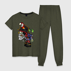 Пижама хлопковая женская Pirat Zombie, цвет: меланж-хаки
