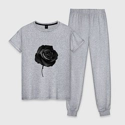 Пижама хлопковая женская Чёрная роза Black rose, цвет: меланж