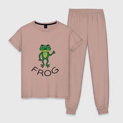 Пижама хлопковая женская Frog green, цвет: пыльно-розовый