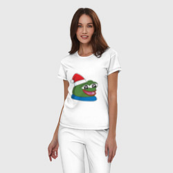 Пижама хлопковая женская Pepe, pepe happy, Пепе хеппи, pepe happy new year, цвет: белый — фото 2