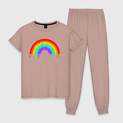 Пижама хлопковая женская Colors of rainbow, цвет: пыльно-розовый