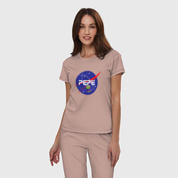 Пижама хлопковая женская Pepe Pepe space Nasa, цвет: пыльно-розовый — фото 2