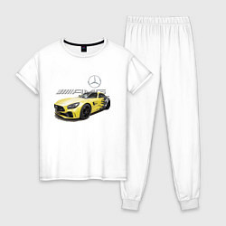 Пижама хлопковая женская Mercedes V8 BITURBO AMG Motorsport, цвет: белый