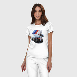 Пижама хлопковая женская BMW M POWER Motorsport Racing Team, цвет: белый — фото 2