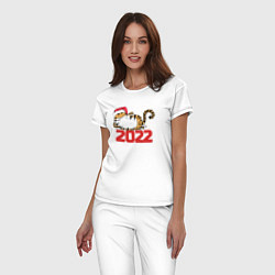 Пижама хлопковая женская Романтичный тигр 2022, цвет: белый — фото 2