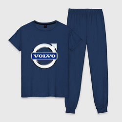 Пижама хлопковая женская Volvo, логотип, цвет: тёмно-синий