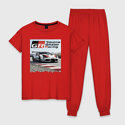 Пижама хлопковая женская Toyota Gazoo Racing - легендарная спортивная коман, цвет: красный