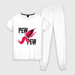 Пижама хлопковая женская Pew Pew Squid, цвет: белый