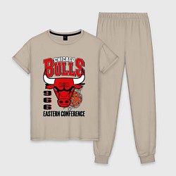 Пижама хлопковая женская Chicago Bulls NBA, цвет: миндальный