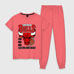 Пижама хлопковая женская Chicago Bulls NBA, цвет: коралловый