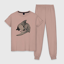 Пижама хлопковая женская Спящая акула, цвет: пыльно-розовый
