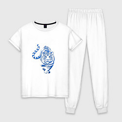 Пижама хлопковая женская Символ года тигр 2022, цвет: белый