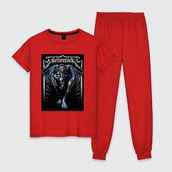 Пижама хлопковая женская Metallica - thrash metal style, цвет: красный