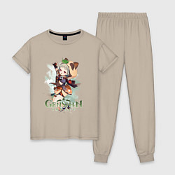 Пижама хлопковая женская Саю Sayu Genshin Impact, цвет: миндальный