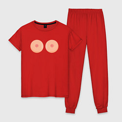 Пижама хлопковая женская Boobs 18, цвет: красный