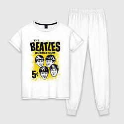 Пижама хлопковая женская The Beatles bubble gum, цвет: белый