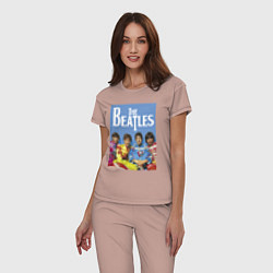 Пижама хлопковая женская The Beatles - world legend!, цвет: пыльно-розовый — фото 2