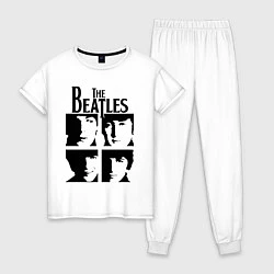 Пижама хлопковая женская The Beatles - legendary group!, цвет: белый