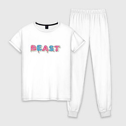 Пижама хлопковая женская Mr Beast - Art 1, цвет: белый