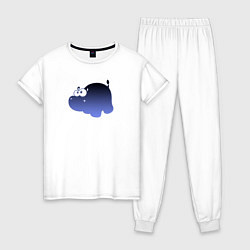 Пижама хлопковая женская Бегемотик фиолетовый, цвет: белый