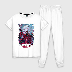 Пижама хлопковая женская GENSHIN IMPACT НОВАЯ ГЕРОИНЯ HERO, цвет: белый