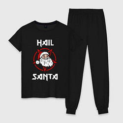 Пижама хлопковая женская HAIL SANTA CLAUS ГРЕШНЫЙ САНТА, цвет: черный