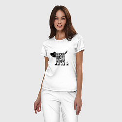 Пижама хлопковая женская QR DOG QR КОД, цвет: белый — фото 2