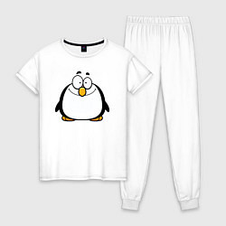 Пижама хлопковая женская Глазастый пингвин, цвет: белый