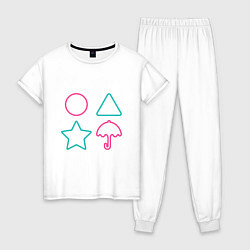 Пижама хлопковая женская Игра - Конфетки, цвет: белый