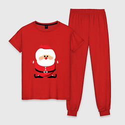 Пижама хлопковая женская Игрушка дед мороз, цвет: красный