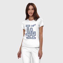 Пижама хлопковая женская Los Angeles Dodgers - baseball team, цвет: белый — фото 2