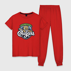 Пижама хлопковая женская Kane County Cougars - baseball team, цвет: красный
