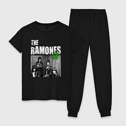 Пижама хлопковая женская The Ramones Рамоунз, цвет: черный