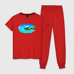 Пижама хлопковая женская Пляж Bounty, цвет: красный