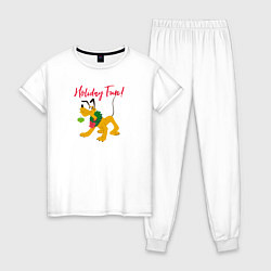 Пижама хлопковая женская Pluto Holiday Fun!, цвет: белый