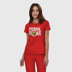 Пижама хлопковая женская PRIMAL ROAR logo, цвет: красный — фото 2