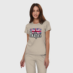 Пижама хлопковая женская The Beatles Great Britain Битлз, цвет: миндальный — фото 2
