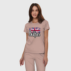 Пижама хлопковая женская The Beatles Great Britain Битлз, цвет: пыльно-розовый — фото 2