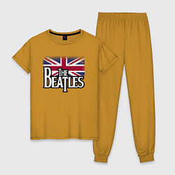 Пижама хлопковая женская The Beatles Great Britain Битлз, цвет: горчичный