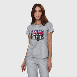 Пижама хлопковая женская The Beatles Great Britain Битлз, цвет: меланж — фото 2