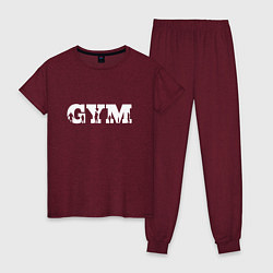 Пижама хлопковая женская GYM- образ жизни, цвет: меланж-бордовый