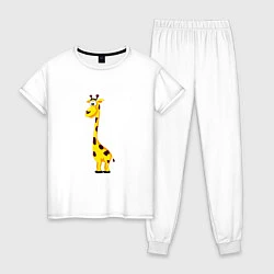 Пижама хлопковая женская Веселый жирафик, цвет: белый