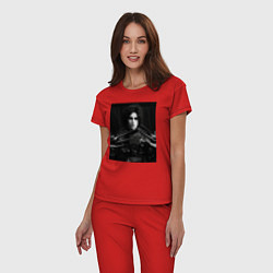 Пижама хлопковая женская Тимоти Шаламе черно белое фото, цвет: красный — фото 2