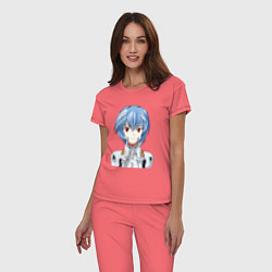 Пижама хлопковая женская Neon Genesis Evangelion Рей, цвет: коралловый — фото 2
