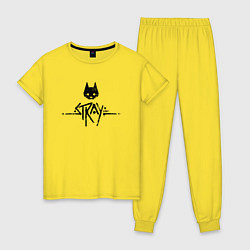 Пижама хлопковая женская Stray: Black Logo, цвет: желтый