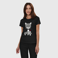 Пижама хлопковая женская Крестный Котец, цвет: черный — фото 2