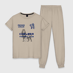 Пижама хлопковая женская CHELSEA F C ЧЕЛСИ Ф К, цвет: миндальный