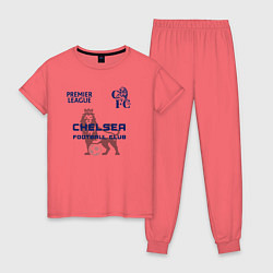 Пижама хлопковая женская CHELSEA F C ЧЕЛСИ Ф К, цвет: коралловый