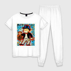 Пижама хлопковая женская Alec ART Monopoly, цвет: белый