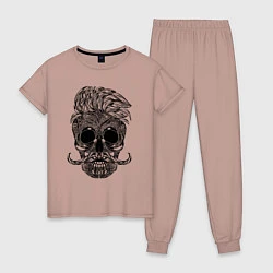 Пижама хлопковая женская Skull hipster, цвет: пыльно-розовый